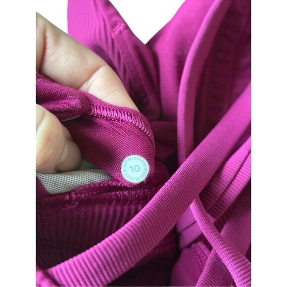 lululemon Energy Longline Ribbed Magenta Sports Bra size 10 Pink - Picture 4 of 5